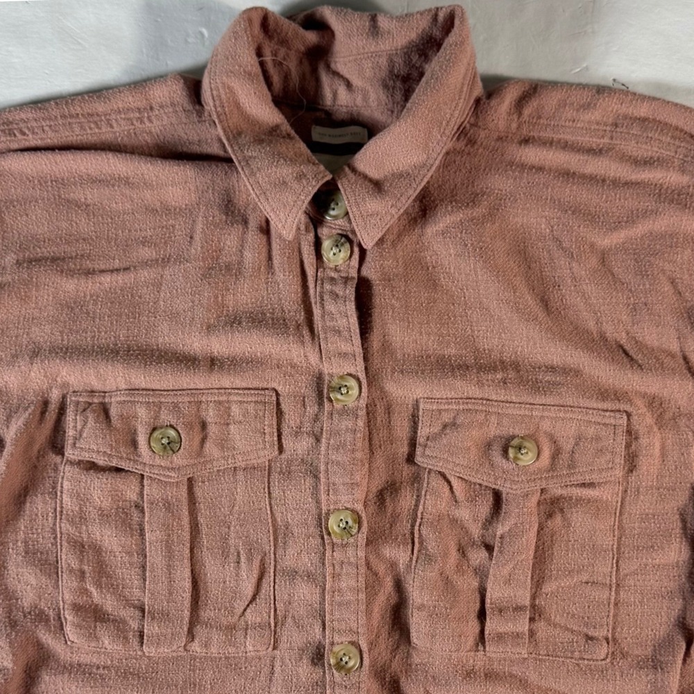 American Eagle Button‎ Shirt Women's Medium Pink Oversized Fit Long Sleeve Soft